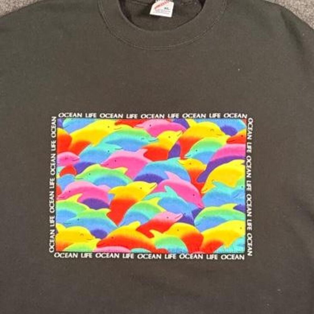 Vintage Jerzees Ocean Life Dolphin Graphic Sweatshirt XL